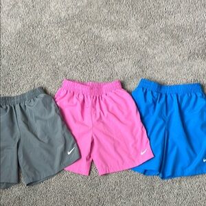 Nike Kids' Athletic Shorts - Gray, Pink, and Blue
